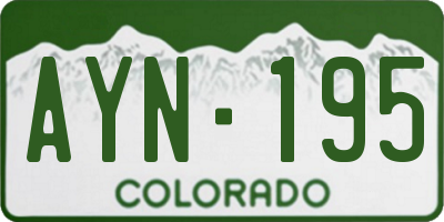 CO license plate AYN195