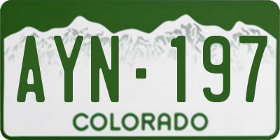 CO license plate AYN197