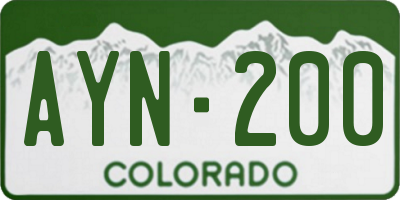 CO license plate AYN200