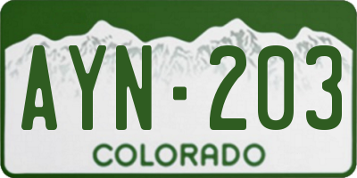 CO license plate AYN203