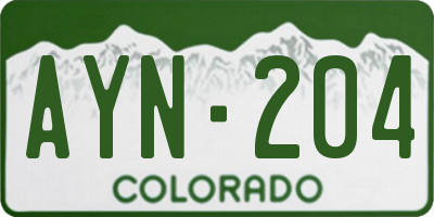 CO license plate AYN204