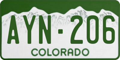 CO license plate AYN206