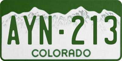 CO license plate AYN213