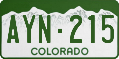 CO license plate AYN215