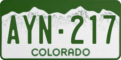 CO license plate AYN217
