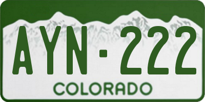 CO license plate AYN222