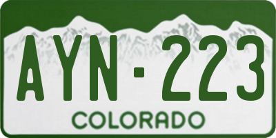 CO license plate AYN223