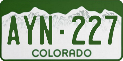 CO license plate AYN227