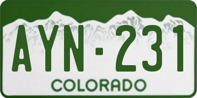 CO license plate AYN231