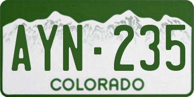 CO license plate AYN235