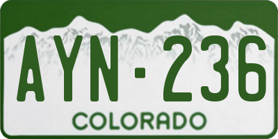 CO license plate AYN236