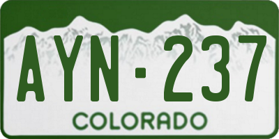 CO license plate AYN237