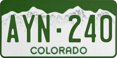 CO license plate AYN240