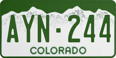 CO license plate AYN244