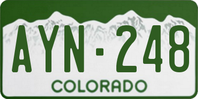 CO license plate AYN248