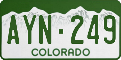 CO license plate AYN249