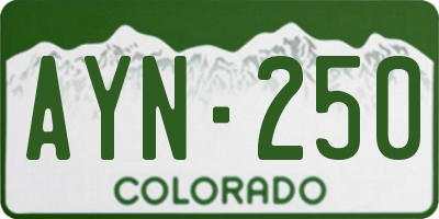 CO license plate AYN250
