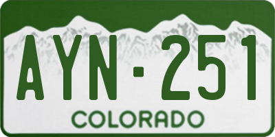 CO license plate AYN251