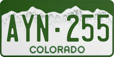 CO license plate AYN255