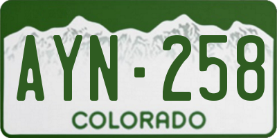 CO license plate AYN258