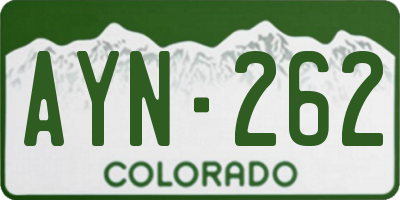 CO license plate AYN262