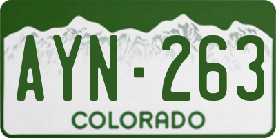 CO license plate AYN263