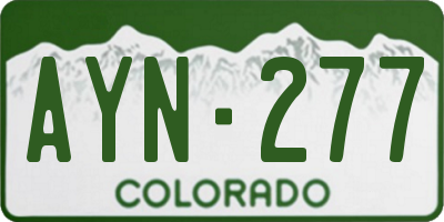 CO license plate AYN277