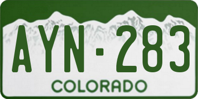 CO license plate AYN283