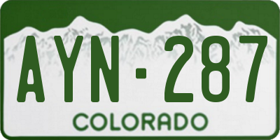 CO license plate AYN287