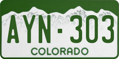 CO license plate AYN303