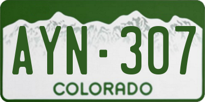 CO license plate AYN307