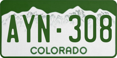 CO license plate AYN308