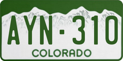 CO license plate AYN310