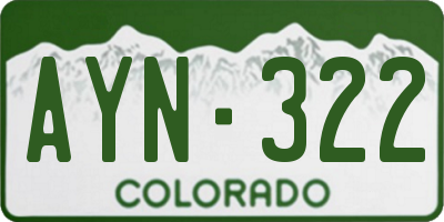 CO license plate AYN322