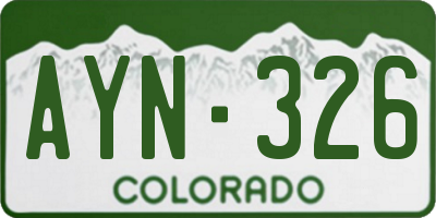 CO license plate AYN326