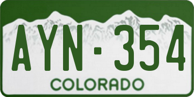 CO license plate AYN354