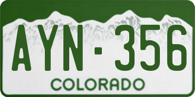 CO license plate AYN356