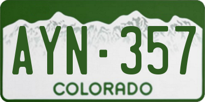 CO license plate AYN357