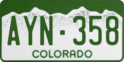 CO license plate AYN358