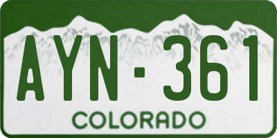 CO license plate AYN361