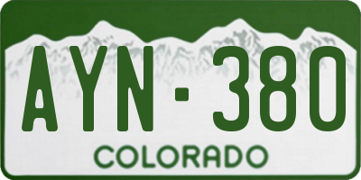 CO license plate AYN380