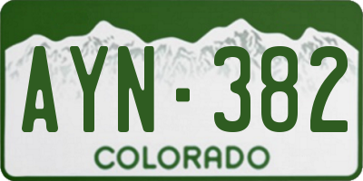 CO license plate AYN382