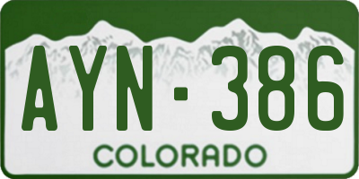 CO license plate AYN386