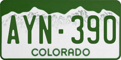 CO license plate AYN390