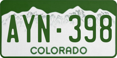 CO license plate AYN398