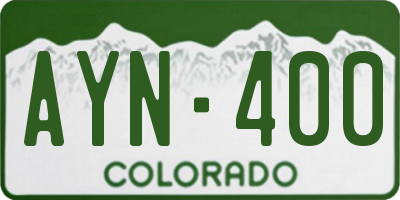 CO license plate AYN400