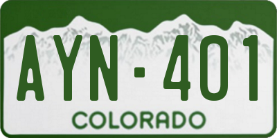 CO license plate AYN401