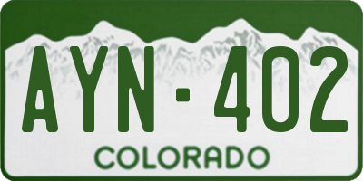 CO license plate AYN402