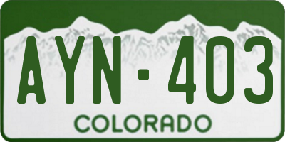 CO license plate AYN403