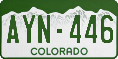 CO license plate AYN446